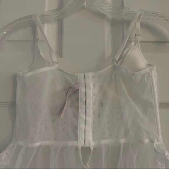 New! Victoria's Secret Lace Mesh Eyelet Ruffle Babydoll Lingerie 22888 - Picture 8 of 13